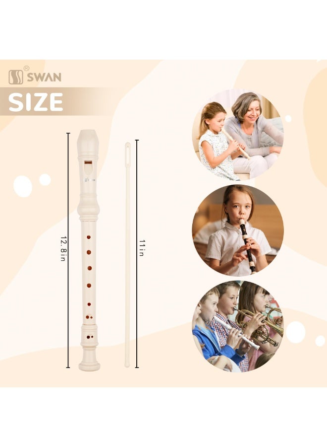 Generic Soprano Recorder Instrument for Kids&Student - Fingering 8 Hole Flute ABS Descant Recorders for Beginners with Cleaning Rod and Bag, Beige  - Image 4