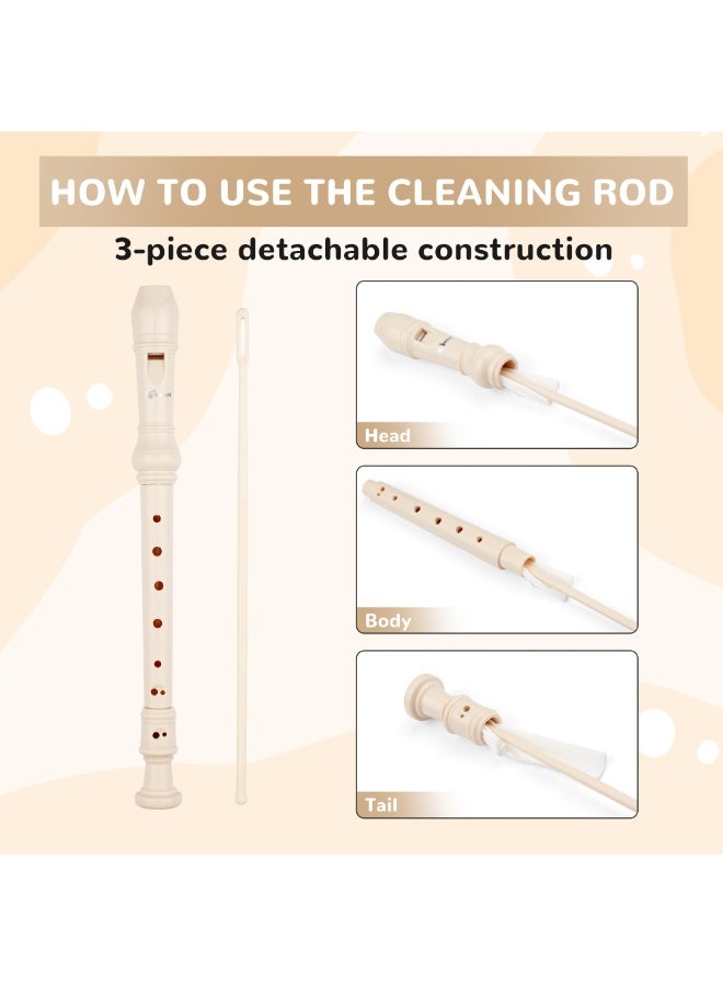 Generic Soprano Recorder Instrument for Kids&Student - Fingering 8 Hole Flute ABS Descant Recorders for Beginners with Cleaning Rod and Bag, Beige  - Image 5