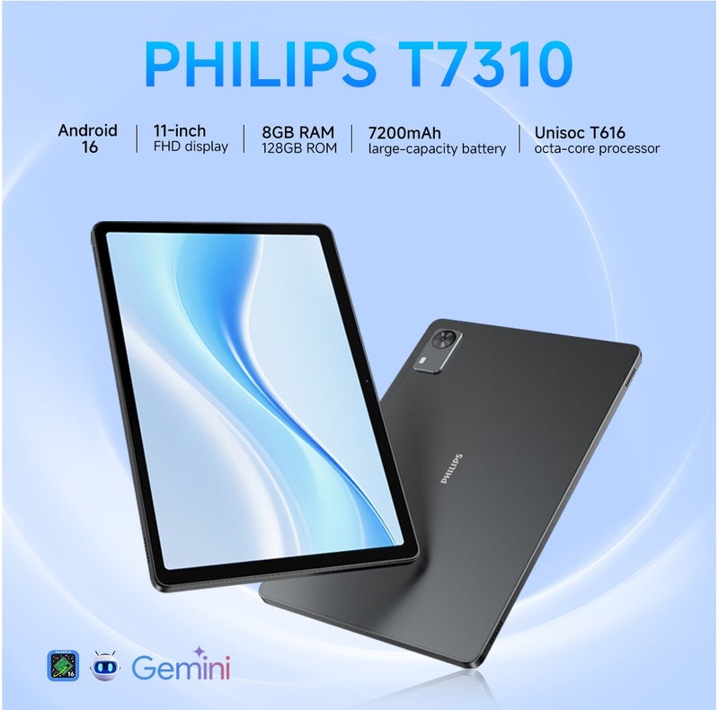 Philips T7310 Tablet 2025 11 inch Android 16 Unisoc T616 8GB RAM 128GB WiFi - Image 1