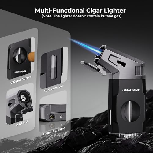 Uppallant Travel Cigar Humidor Case Set, Double-sided Design, with Cigar Lighter Built-in V Cutter, 2-in-1 Cigar Draw Enhancer/Punch Tool, Cigar Holder, Humidifier&Hygrometer, Cigar Accessories Gift Kit for Men - Image 5