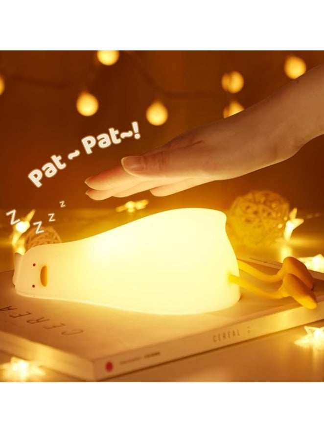 JAJEEK Baby Night Light – Cute Flat Duck Lamp with Charging Port, 3 Levels Dimmable Silicone, Night Light for Nursery, Bedroom, Office, Breastfeeding, Perfect for Christmas & Halloween - Image 1