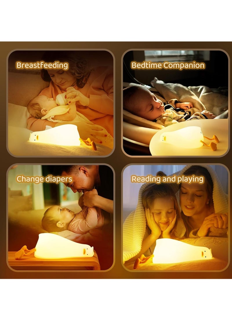 JAJEEK Baby Night Light – Cute Flat Duck Lamp with Charging Port, 3 Levels Dimmable Silicone, Night Light for Nursery, Bedroom, Office, Breastfeeding, Perfect for Christmas & Halloween - Image 5