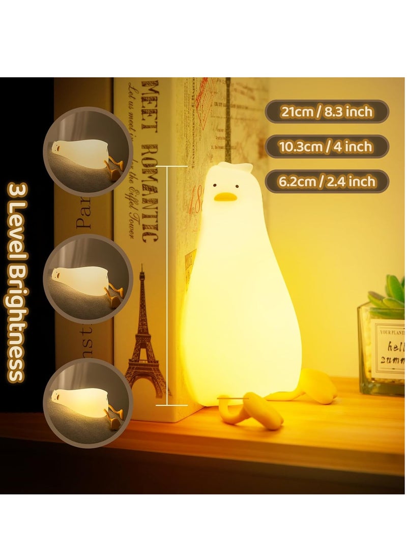 JAJEEK Baby Night Light – Cute Flat Duck Lamp with Charging Port, 3 Levels Dimmable Silicone, Night Light for Nursery, Bedroom, Office, Breastfeeding, Perfect for Christmas & Halloween - Image 2