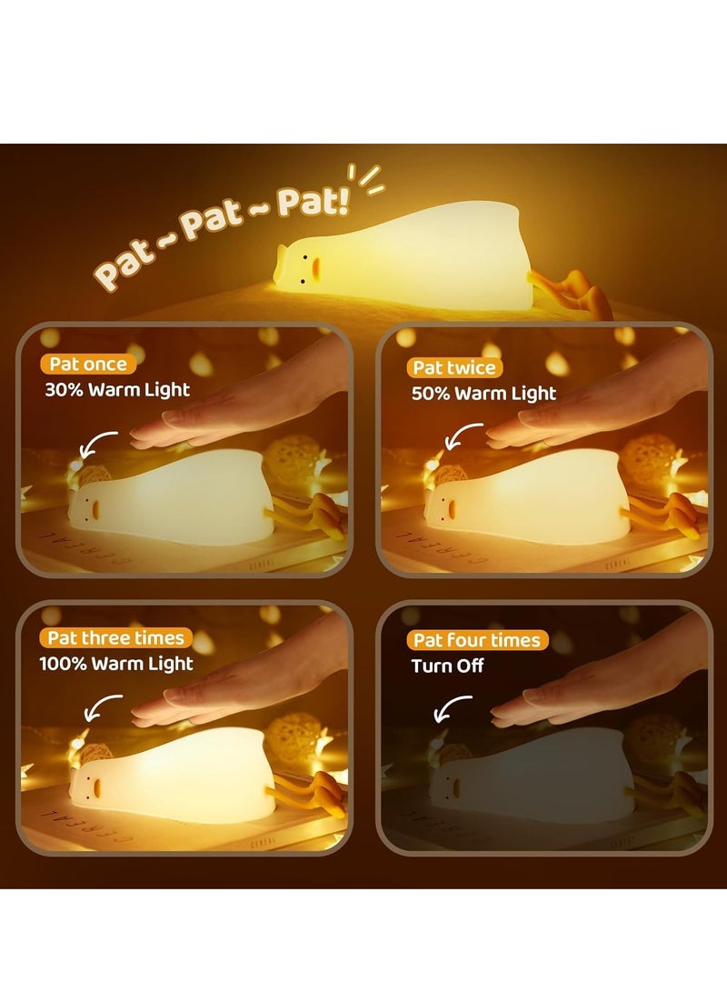 JAJEEK Baby Night Light – Cute Flat Duck Lamp with Charging Port, 3 Levels Dimmable Silicone, Night Light for Nursery, Bedroom, Office, Breastfeeding, Perfect for Christmas & Halloween - Image 4