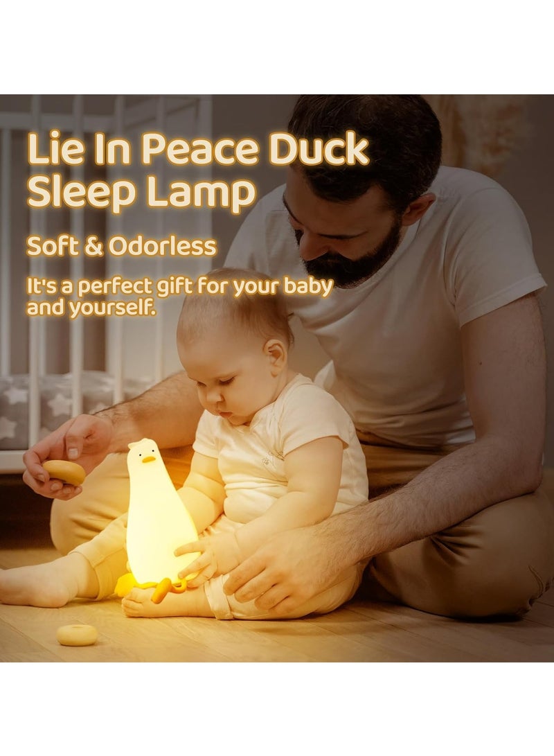 JAJEEK Baby Night Light – Cute Flat Duck Lamp with Charging Port, 3 Levels Dimmable Silicone, Night Light for Nursery, Bedroom, Office, Breastfeeding, Perfect for Christmas & Halloween - Image 3