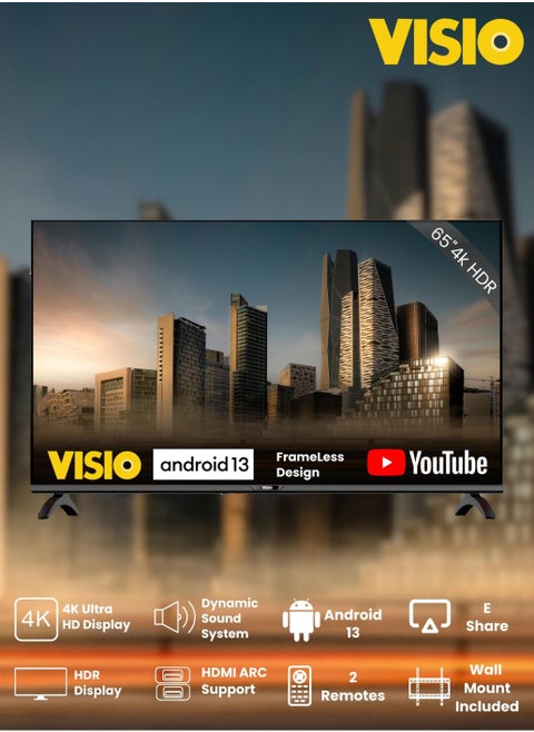 تلفزيون  65 بوصة فرملس 4K سمارت اندرويد 13 مع رسيفر دخلي