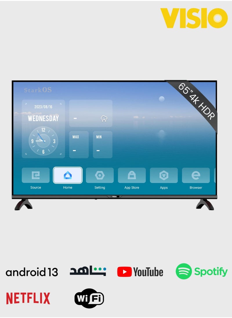 تلفزيون  65 بوصة فرملس 4K سمارت اندرويد 13 مع رسيفر دخلي