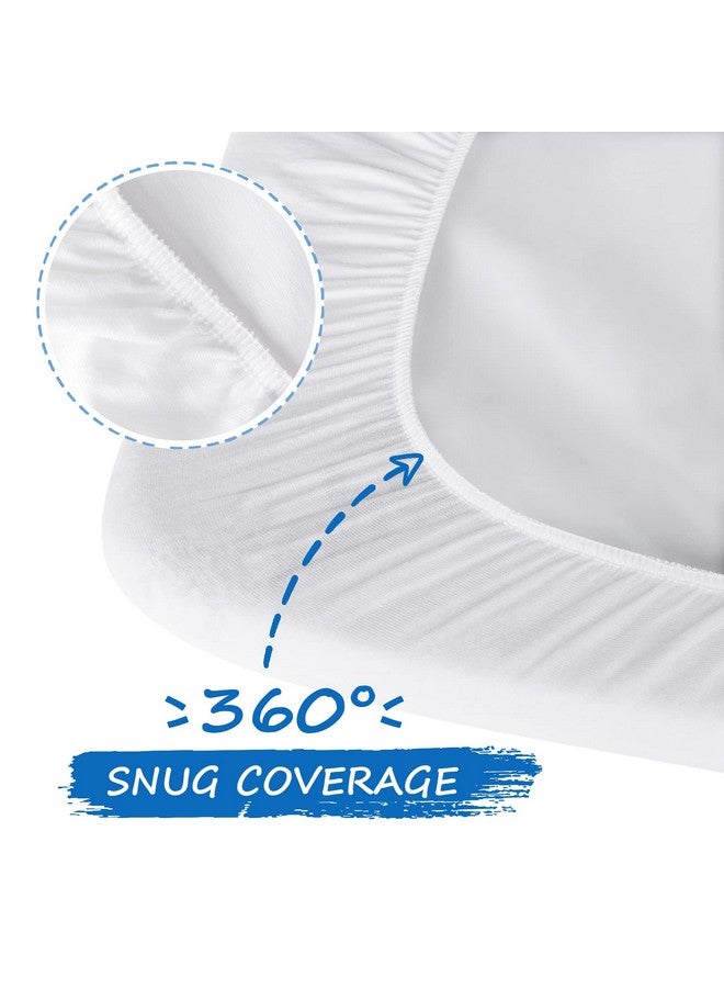 Coldwind Pack and Play Sheets Waterproof, 2 Pack Cotton Mini Crib Sheets 38"x 25", Compatible with Graco Pack n Play, Dream on Me, Delta Portable Crib and Arms Reach Ideal Cosleeper, Baby Girl Boy, White - Image 3