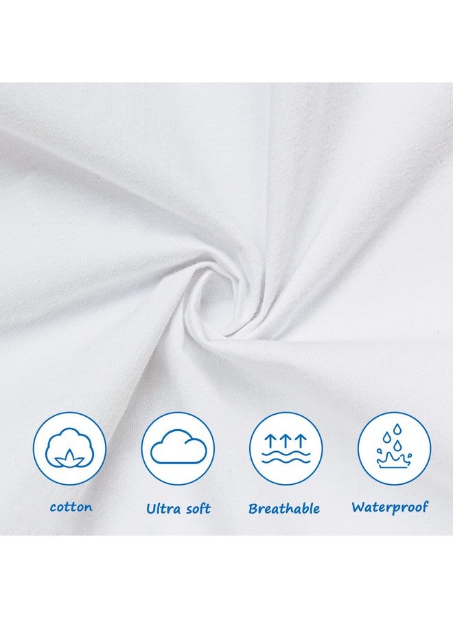 Coldwind Pack and Play Sheets Waterproof, 2 Pack Cotton Mini Crib Sheets 38"x 25", Compatible with Graco Pack n Play, Dream on Me, Delta Portable Crib and Arms Reach Ideal Cosleeper, Baby Girl Boy, White - Image 2