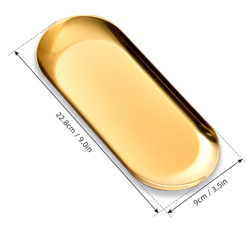 Stainless Steel Plate: Gold Middle Size Food Grade Durable Unbreakable Dish - Kids Safe Smooth Rounded Edges Multipurpose Tray for Home Kitchen Kids Daily Use - Image 2