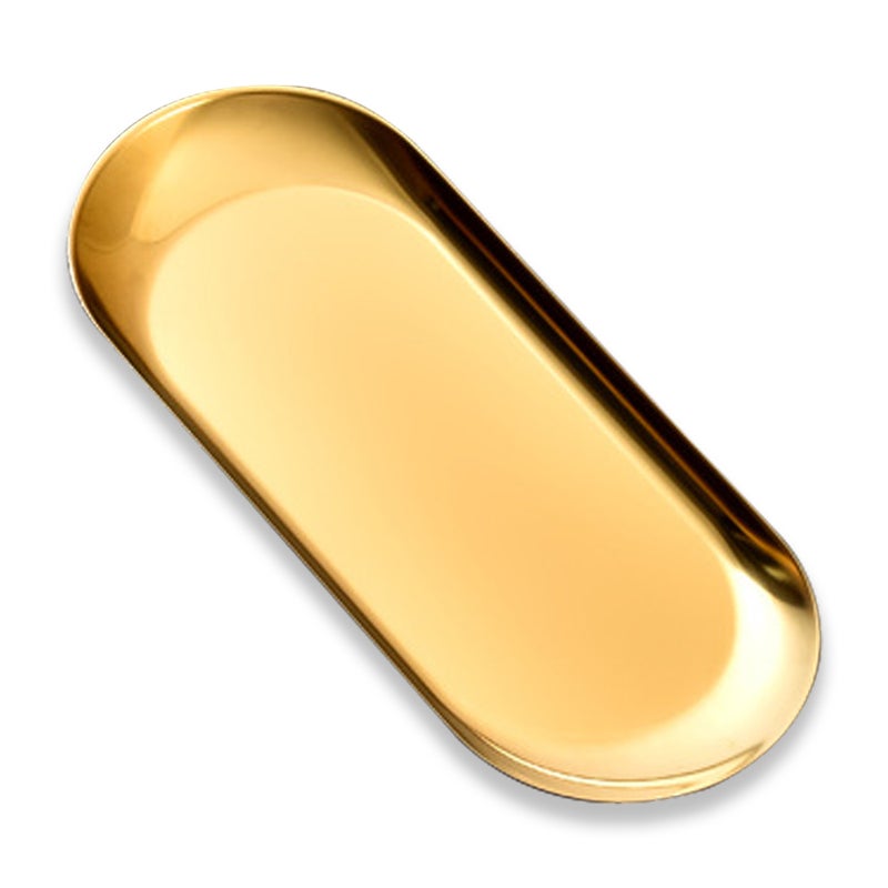 Stainless Steel Plate: Gold Middle Size Food Grade Durable Unbreakable Dish - Kids Safe Smooth Rounded Edges Multipurpose Tray for Home Kitchen Kids Daily Use - Image 1