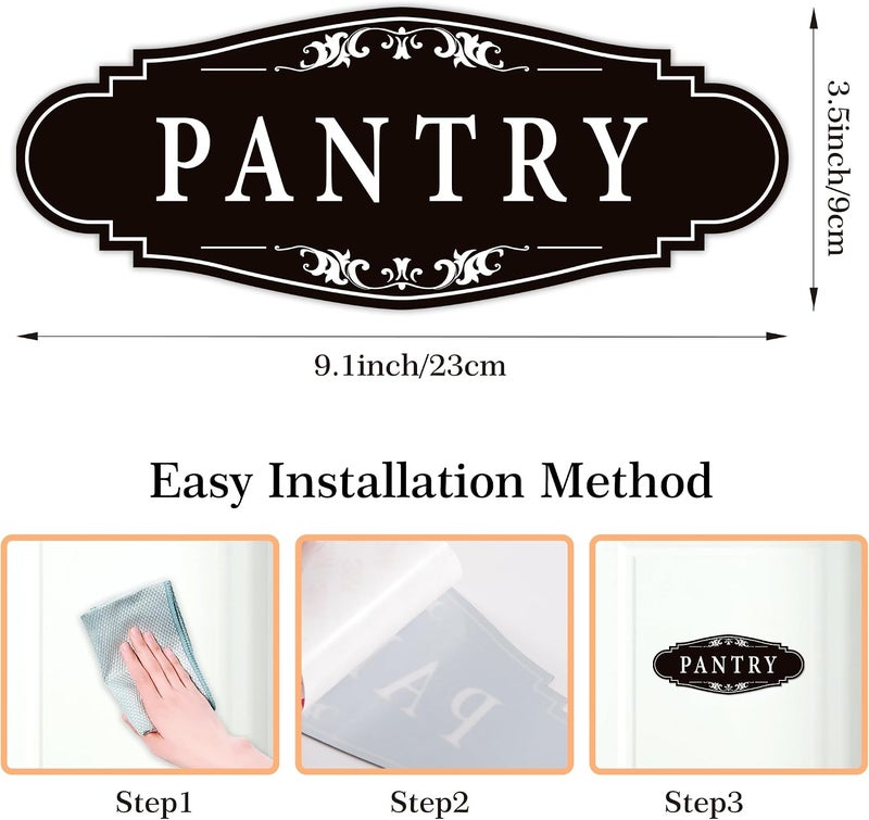 LUHIMO Pantry Door Sign Sticker for Kitchen, Self-adhesive Farmhouse Pantry Decor for Home，Waterproof Vinyl Food Storage Decals for House Area, Glass/Wooden Door, Restaurant （Black） - Image 2