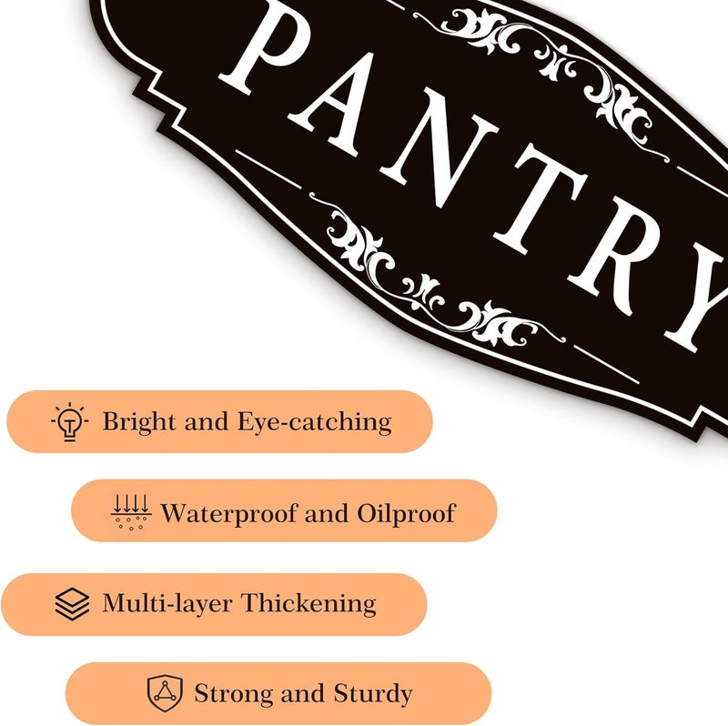 LUHIMO Pantry Door Sign Sticker for Kitchen, Self-adhesive Farmhouse Pantry Decor for Home，Waterproof Vinyl Food Storage Decals for House Area, Glass/Wooden Door, Restaurant （Black） - Image 3