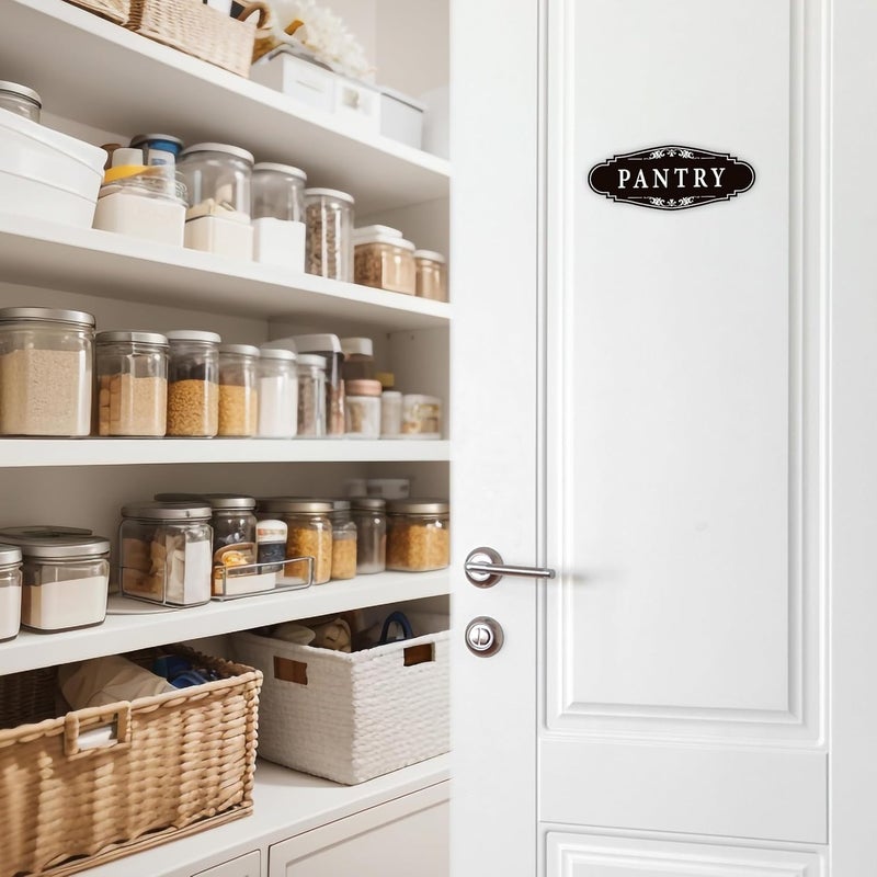 LUHIMO Pantry Door Sign Sticker for Kitchen, Self-adhesive Farmhouse Pantry Decor for Home，Waterproof Vinyl Food Storage Decals for House Area, Glass/Wooden Door, Restaurant （Black） - Image 5