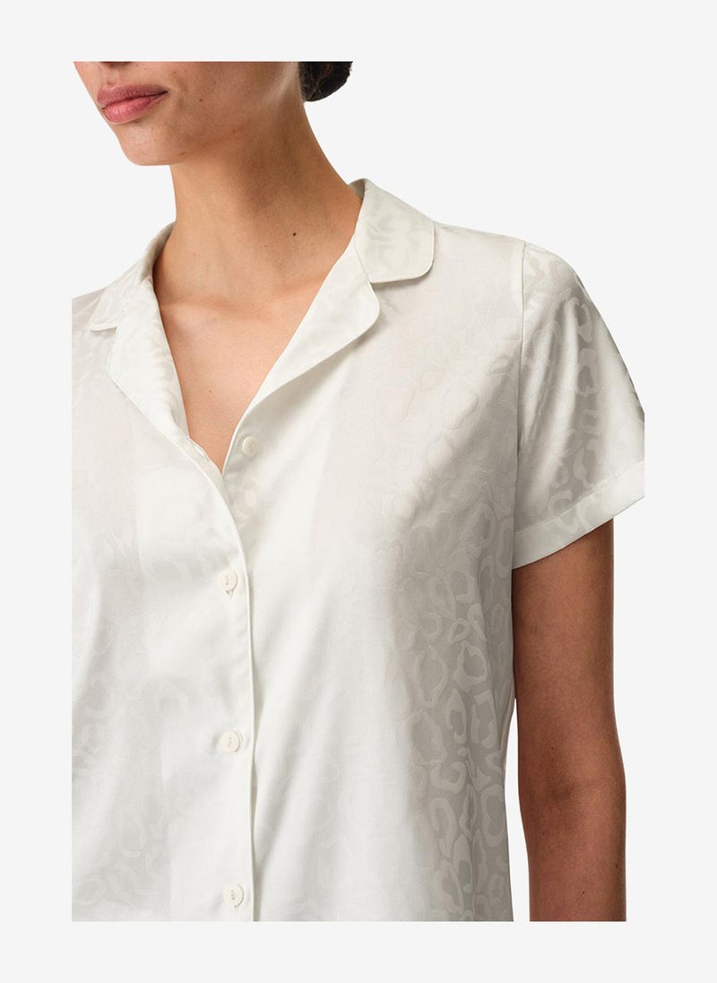 Penti Women Bridal Charming Short Sleeve Shirt Trousers White Set - Image 2