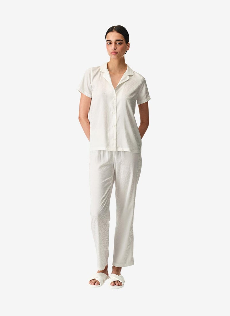 Penti Women Bridal Charming Short Sleeve Shirt Trousers White Set - Image 1
