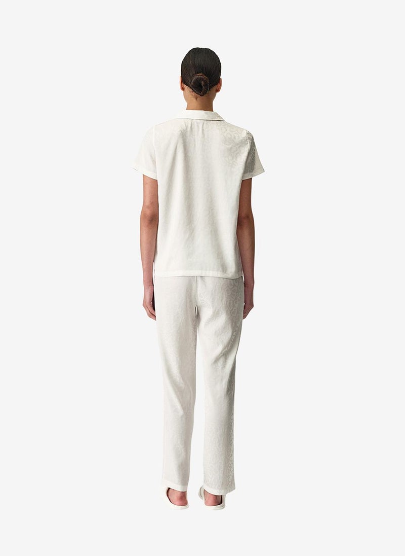 Penti Women Bridal Charming Short Sleeve Shirt Trousers White Set - Image 4