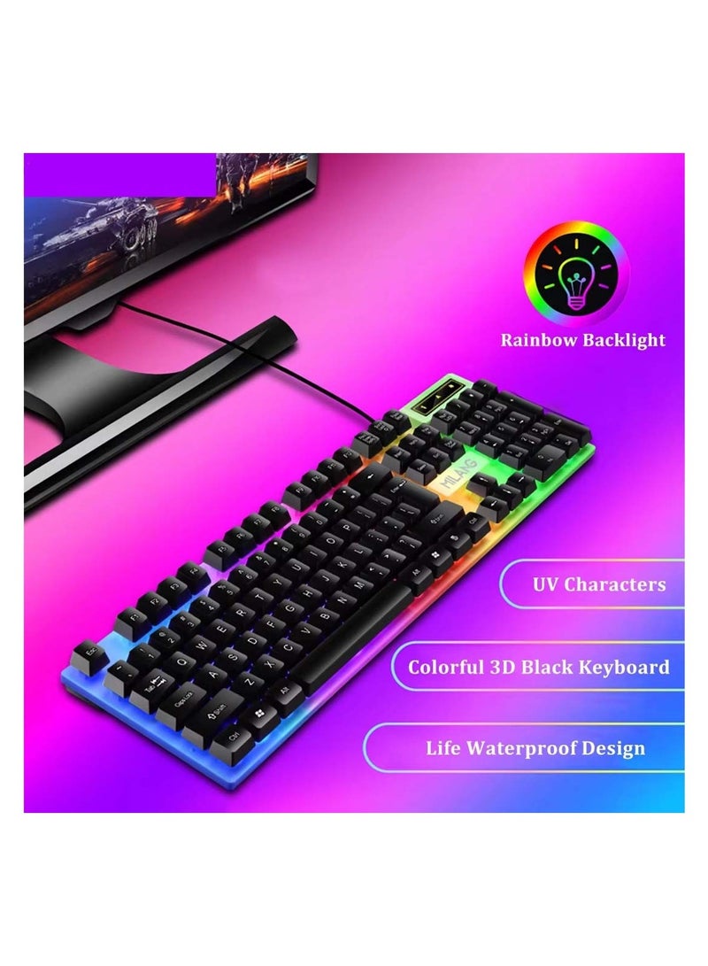 Huitich G21 Wired Gaming Keyboard – Mechanical Feel, RGB Backlit USB Plug & Play - Image 5