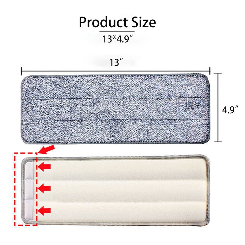 Rinakou 10 Pack 13 * 4.9" Generic Mop Pads Mop Head Refill Washable Wet/Dry Mops Flat Compatible with Most 11-13" Hook and Loop (Velcro) Flat Mops.System Floor Care System (10 Pack 13 * 4.9") - Image 3