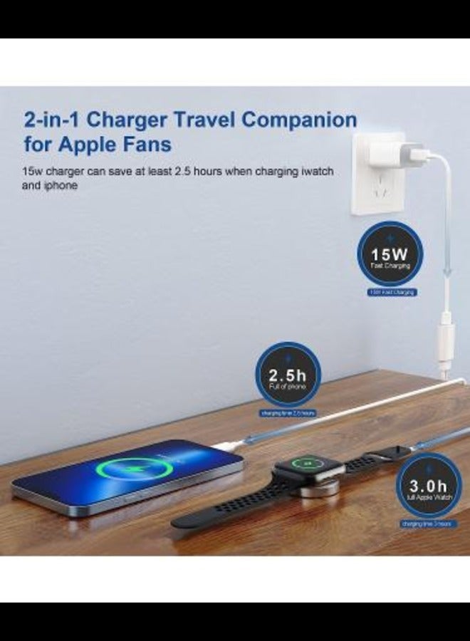General 2-in-1 USB-C Fast Charger for Apple Watch  iPhone - 6FT Magnetic Charging Cable with 15W Wall Adapter  - Image 2
