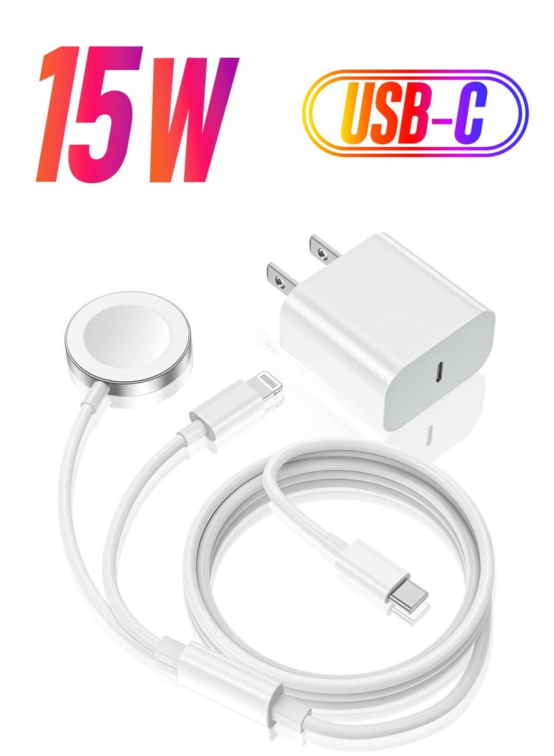 General 2-in-1 USB-C Fast Charger for Apple Watch  iPhone - 6FT Magnetic Charging Cable with 15W Wall Adapter  - Image 1