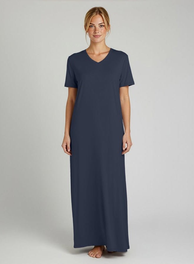 REALESSENTIALS 3 Pack: Women's Soft Maxi Long Nightshirt Short Sleeve Soft Nightgown Sleep Dress (Available in Plus Size), Set 7, S - Image 4