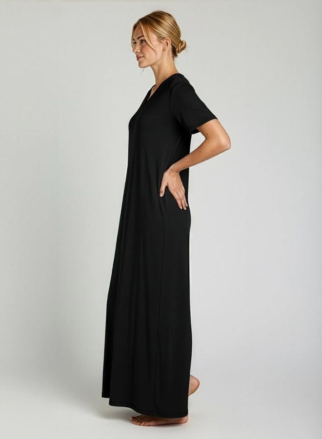 REALESSENTIALS 3 Pack: Women's Soft Maxi Long Nightshirt Short Sleeve Soft Nightgown Sleep Dress (Available in Plus Size), Set 7, S - Image 5