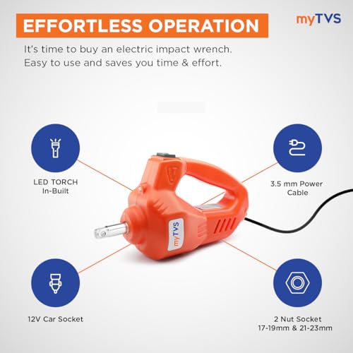 myTVS Electronic Wrench for Car | Compact & Effortless 12V Wrench for Car with 340 N.M Max Torque | Electronic Wrench with in-Built LED Light | 1+1 Year Warranty | TW-68 - Image 3