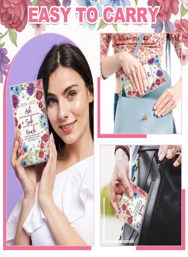 ReliThick 2026 Pocket Calendar for Purse Small Monthly Planner for Women Handy Weekly Pocket Planner Journal Notebook Christmas New Year Gift Sister Friends Women (2026-2027,Bible Floral) - Image 3