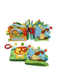 Generic Baby's Fun Animal Cloth Book Sound BB Set Paper Cloth Book Infant Early Education Enlightenment Three-dimensional Cloth Book English-Color:Lion  - Image 4