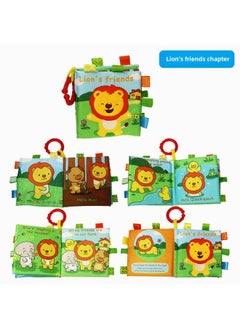 Generic Baby's Fun Animal Cloth Book Sound BB Set Paper Cloth Book Infant Early Education Enlightenment Three-dimensional Cloth Book English-Color:Lion  - Image 1