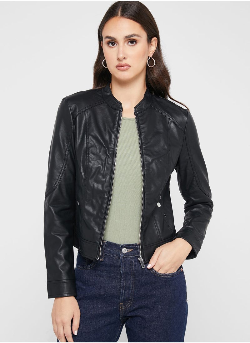 VERO MODA - Zip Through Pu Jacket - Image 1