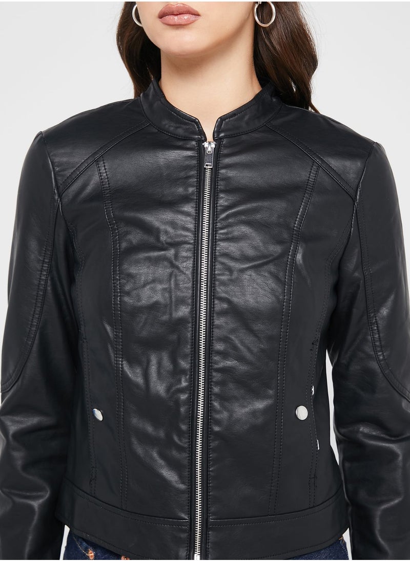 VERO MODA - Zip Through Pu Jacket - Image 1
