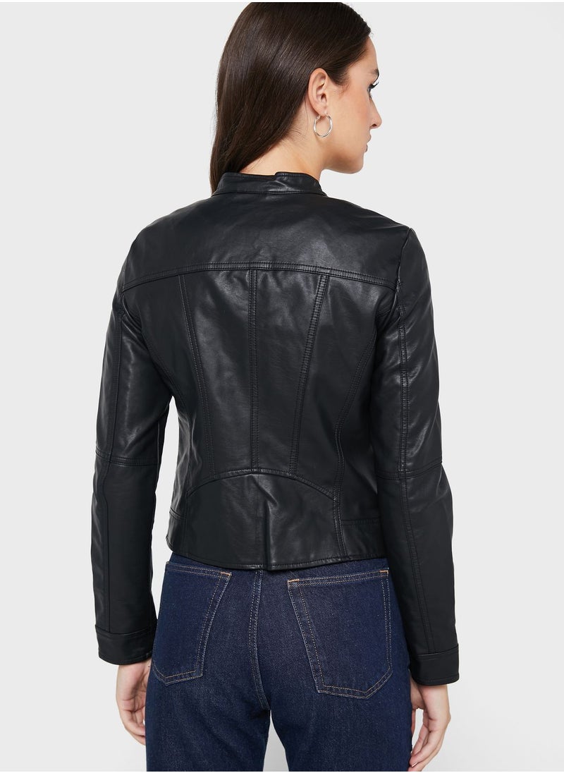 VERO MODA - Zip Through Pu Jacket - Image 1