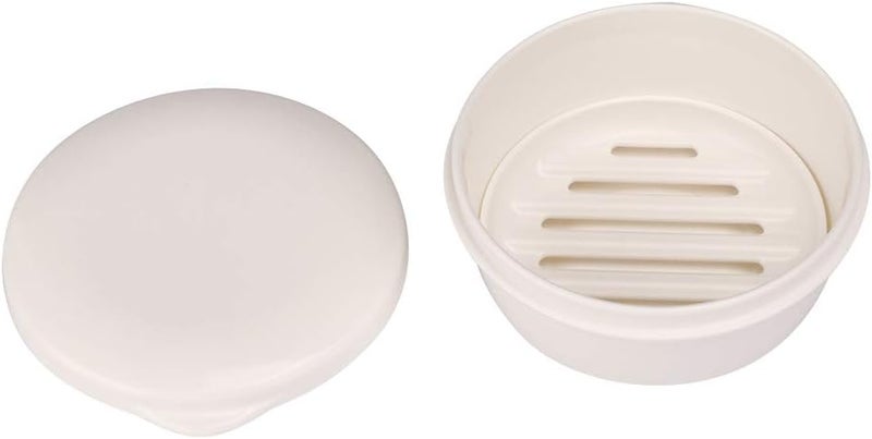 klarako Portable Box Container Compact Round Shape Box Dish Container Holder with Drain Plate Lid Box for Travel - Image 1