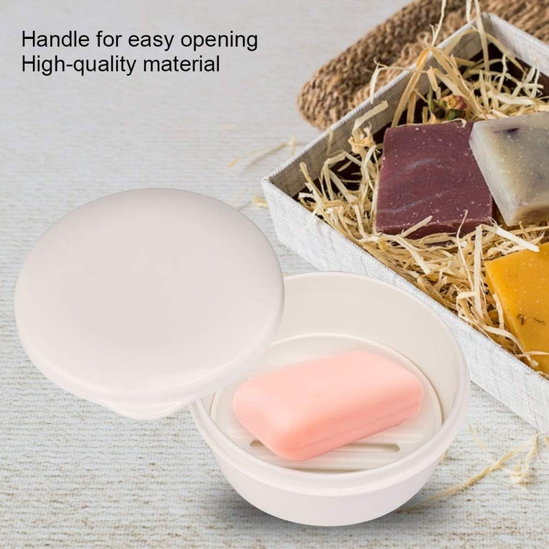 klarako Portable Box Container Compact Round Shape Box Dish Container Holder with Drain Plate Lid Box for Travel - Image 2