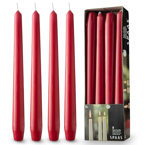 RAMBUE Luxurious 10" Red Taper Candles, 8 Pack Long Red Candlesticks for Creating a Bold and Vibrant Atmosphere - Dark Red Tapered Candles for Christmas, Holiday, Dinner - 8 Hour Burn Time - Image 1