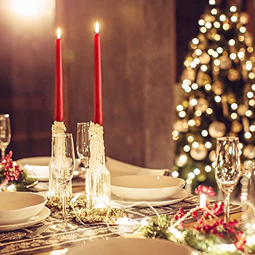 RAMBUE Luxurious 10" Red Taper Candles, 8 Pack Long Red Candlesticks for Creating a Bold and Vibrant Atmosphere - Dark Red Tapered Candles for Christmas, Holiday, Dinner - 8 Hour Burn Time - Image 4
