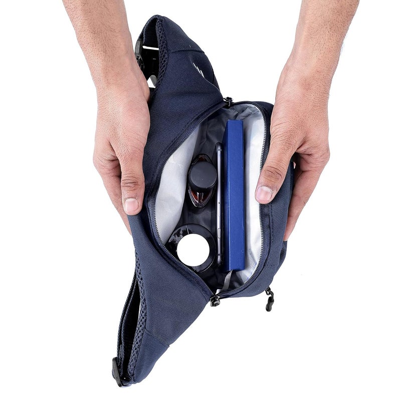 THE ASSEMBLY Assembly Unisex Cross Body Fanny Pack with Adjustable Strap (38.5 cms) | Padded Waist Bag with Zipper Pockets for Comfort Travel -Float(Cobalt) - Image 4