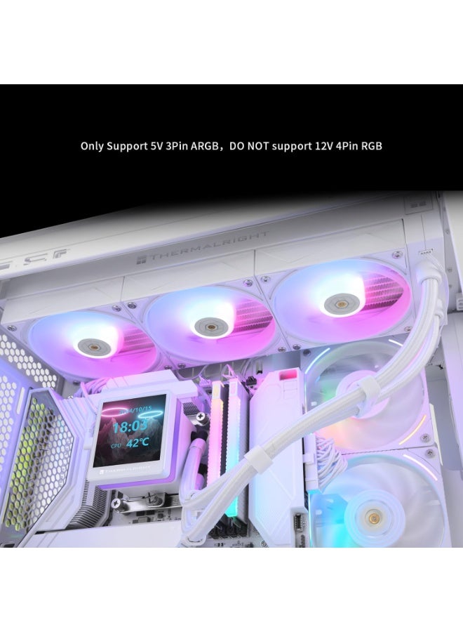 Thermalright Thermalright Grand Vision 360 ARGB White CPU AIO Cooler, 360mm Liquid Cooling System, 3.4" IPS LCD Screen (480x480), High-Performance Pump, for AMD AM5 & Intel LGA 1700/1851  - Image 4