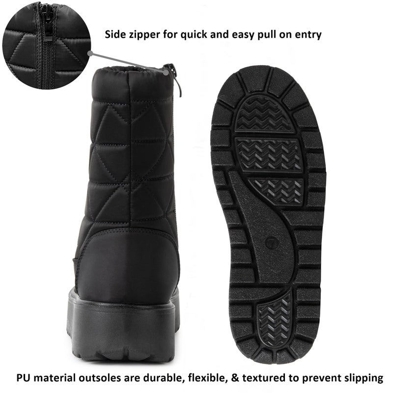 Alpine Swiss Zoey Womenâ€™s Winter Boots | Waterproof Snow Booties | Faux Fur Lined Warm Cozy Comfortable | Anti-Slip Sole | Stylish Outdoor Shoes BLK 5 - Image 4