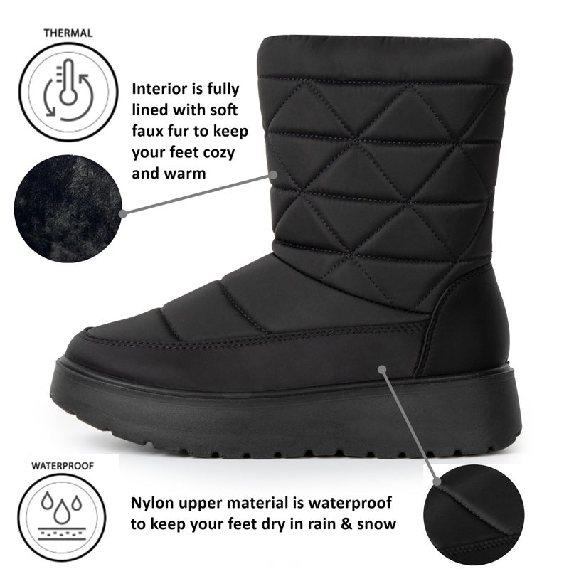 Alpine Swiss Zoey Womenâ€™s Winter Boots | Waterproof Snow Booties | Faux Fur Lined Warm Cozy Comfortable | Anti-Slip Sole | Stylish Outdoor Shoes BLK 5 - Image 2