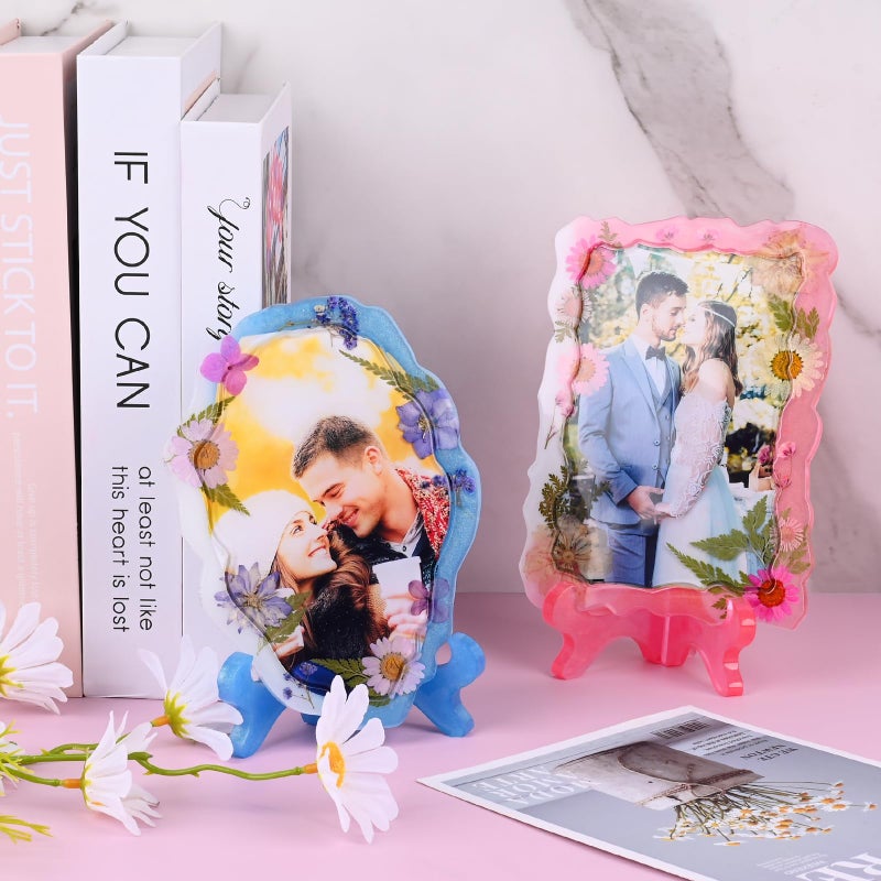 Actvty Resin Mold for Photo Frame, Picture Frame Resin Molds with Stand Holder, Rectangle & Oval of Irregular Edge Frame Silicone Molds for Resin Casting, DIY Personalized Gifts Home Decor (2 Sets) - Image 2