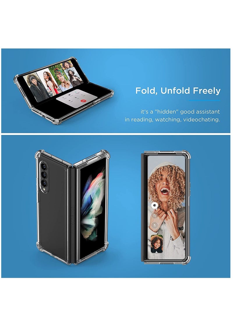 LEDIN Clear case for Samsung Galaxy Z Fold 3 Case Enhanced Corner Protection Non-Yellowing Crystal Soft TPU Bumper Shockproof Hard Clear Back Cover for Samsung Z Fold 3 5G 2021 - Image 5