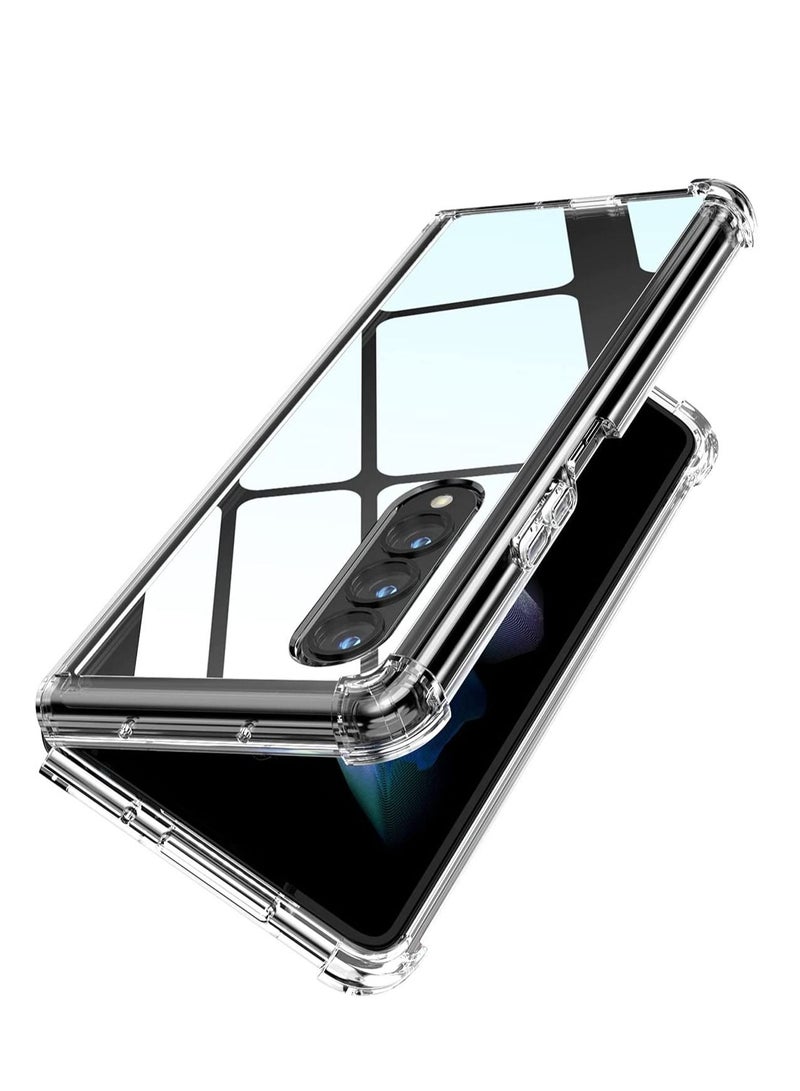 LEDIN Clear case for Samsung Galaxy Z Fold 3 Case Enhanced Corner Protection Non-Yellowing Crystal Soft TPU Bumper Shockproof Hard Clear Back Cover for Samsung Z Fold 3 5G 2021 - Image 1