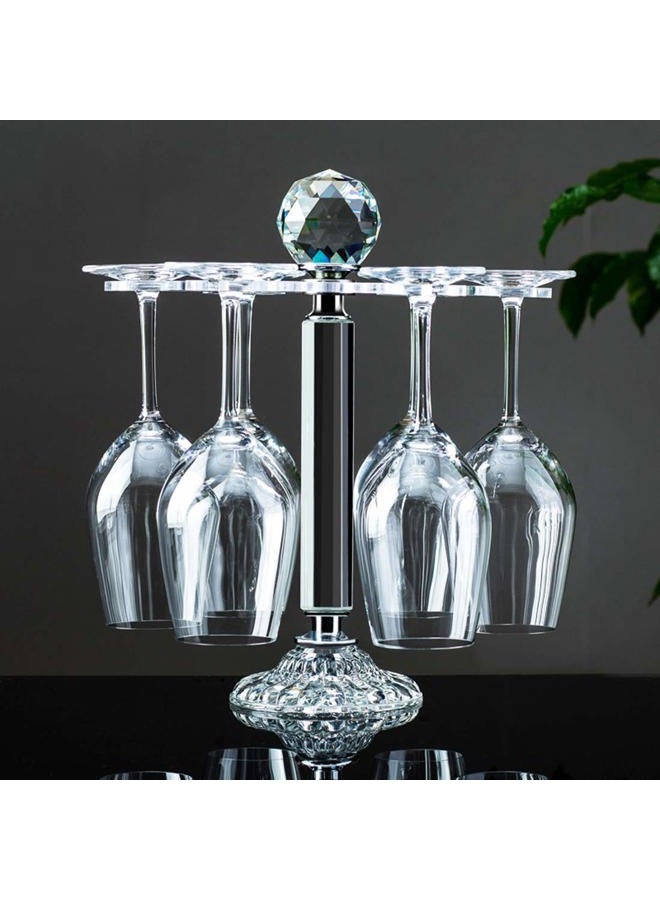 SHTWX Elegant Desktop Crystal Glass Stemware Rack/Rotate 8 Wine Glass Storage Holder Stand Air Drying Rack - Image 1