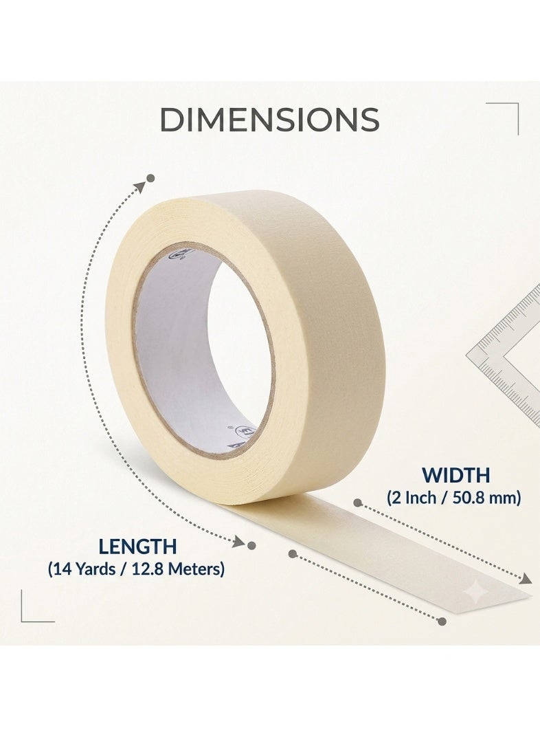 XSEVEN Hi-Stick Masking Tape 2 Inch x 13 Meters – Heavy Duty Yellow Tape, Masking Tape for Painting, Duct & Gaffer Tape Alternative (45mm x 14Y) - Image 2