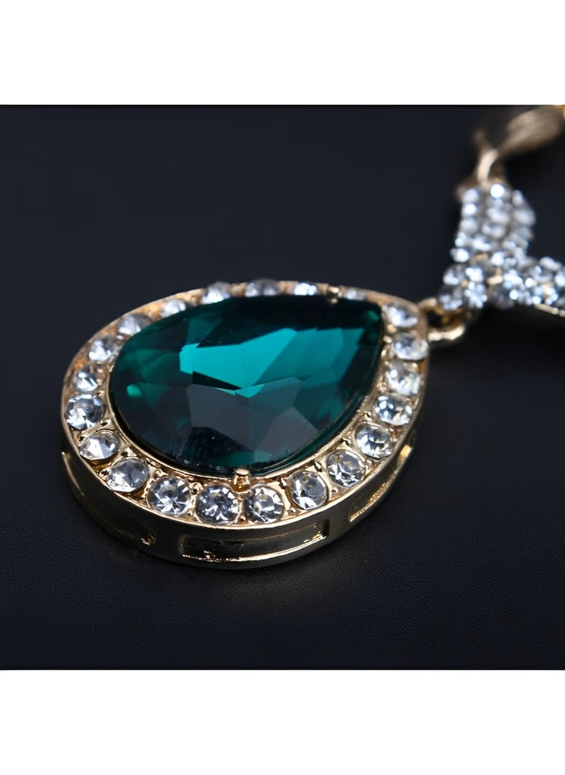 ريوكل طقم مجوهرات نسائي فاخر مطلي بالذهب عيار 18 قيراطًا من أفريقيا دبي طقم قلادة وأقراط وسوار وخاتم مرصع بأحجار الراين للعرائس والحفلات والحفلات الراقصة وحفلات الزفاف - Image 4