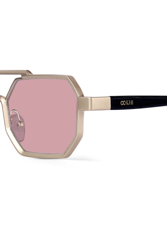 Woggles Unisex UV- Protected Pink Hexagonal Sunglasses - Image 2