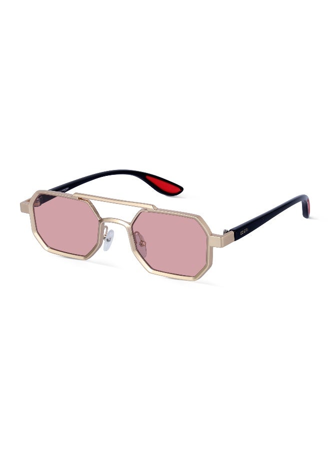 Woggles Unisex UV- Protected Pink Hexagonal Sunglasses - Image 1